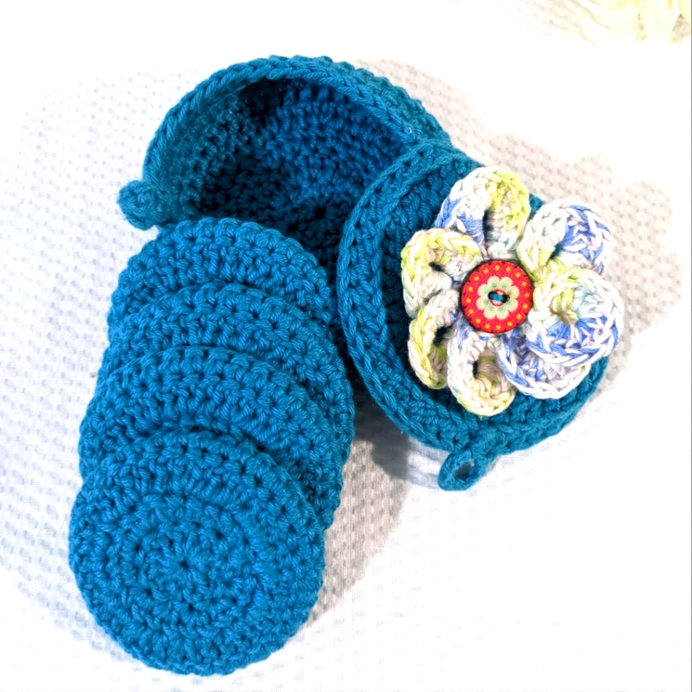 💠 Face Scrubbies & Holder Set of 4 Eco Friendly Crochet HANDCRAFTED
